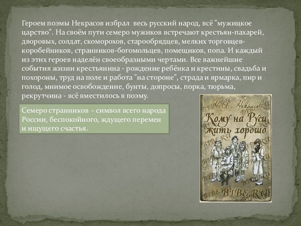 Некрасов кому на руси жить хорошо презентация 10 класс