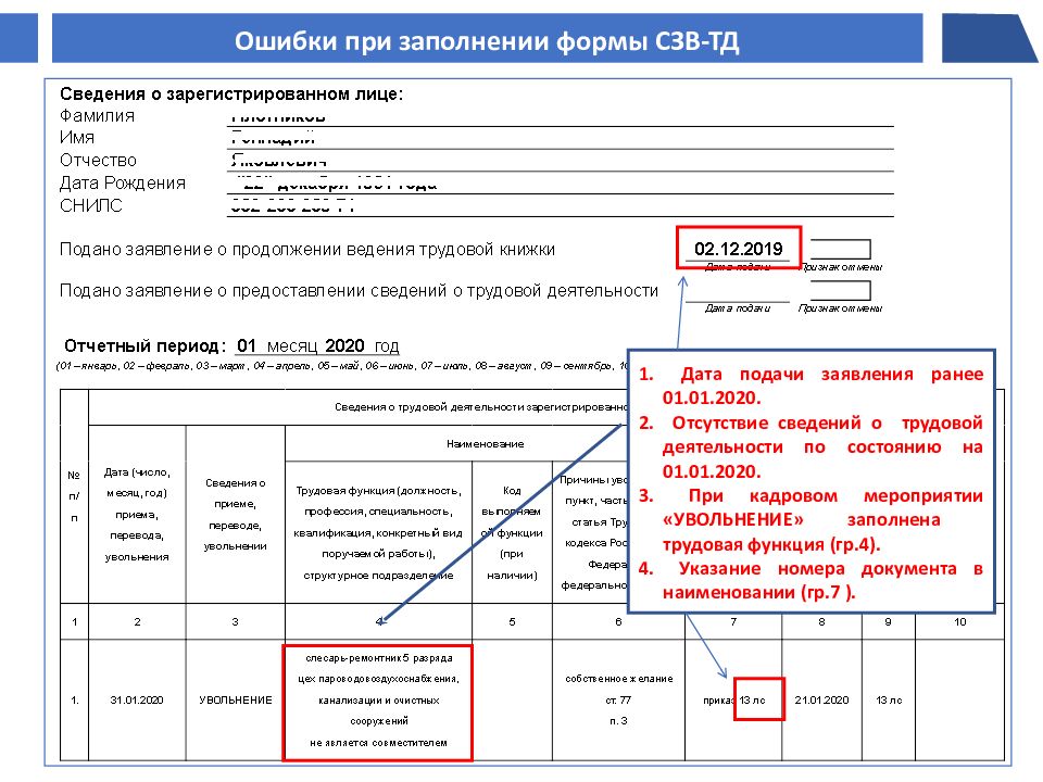 Сведения о трудовой деятельности образец