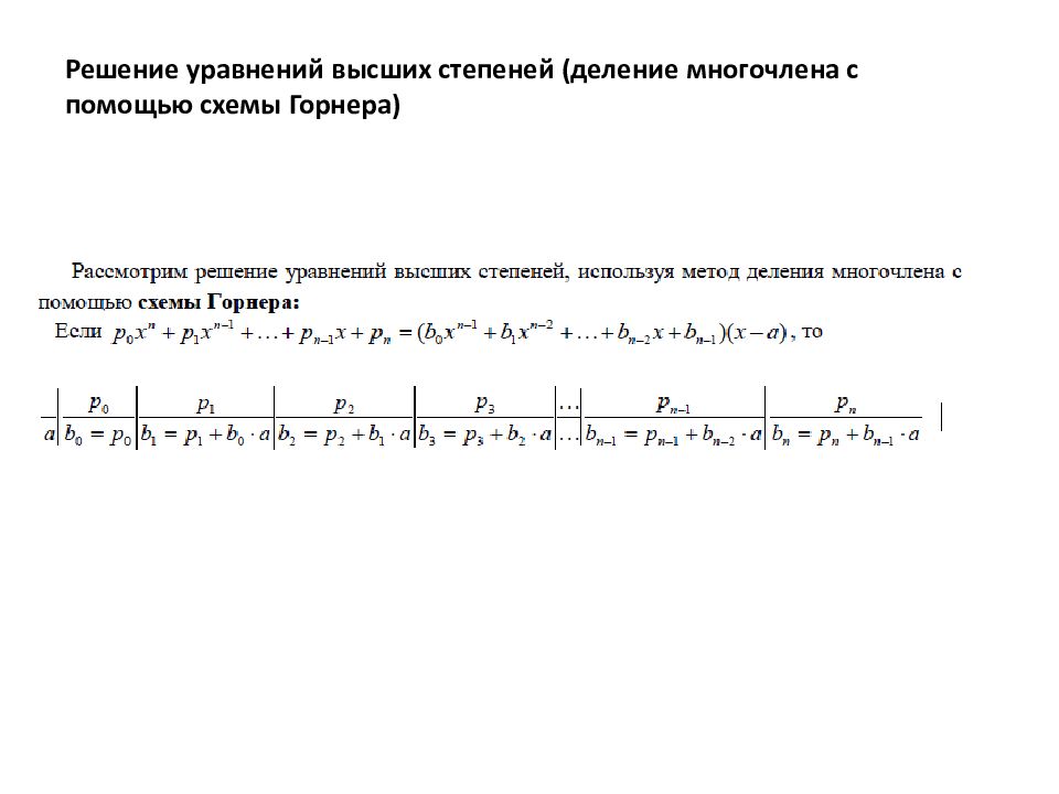 Схема горнера для многочленов