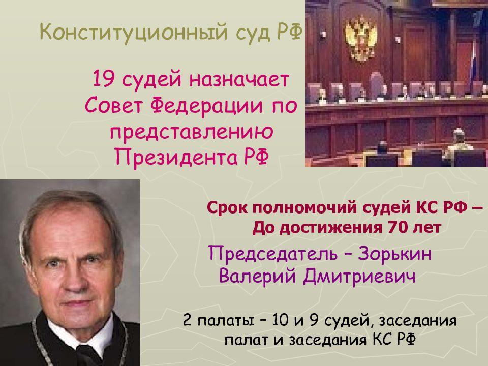 Кто назначает председателя конституционного суда. В российской федерации судей назначают