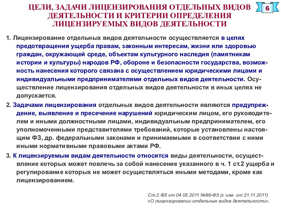 Лицензирование видов деятельности 2011. Цели и задачи лицензирования. Цели лицензирования отдельных видов  деятельности. Задачи лицензирования отдельных видов деятельности. Цели лицензирования отдельных видов.