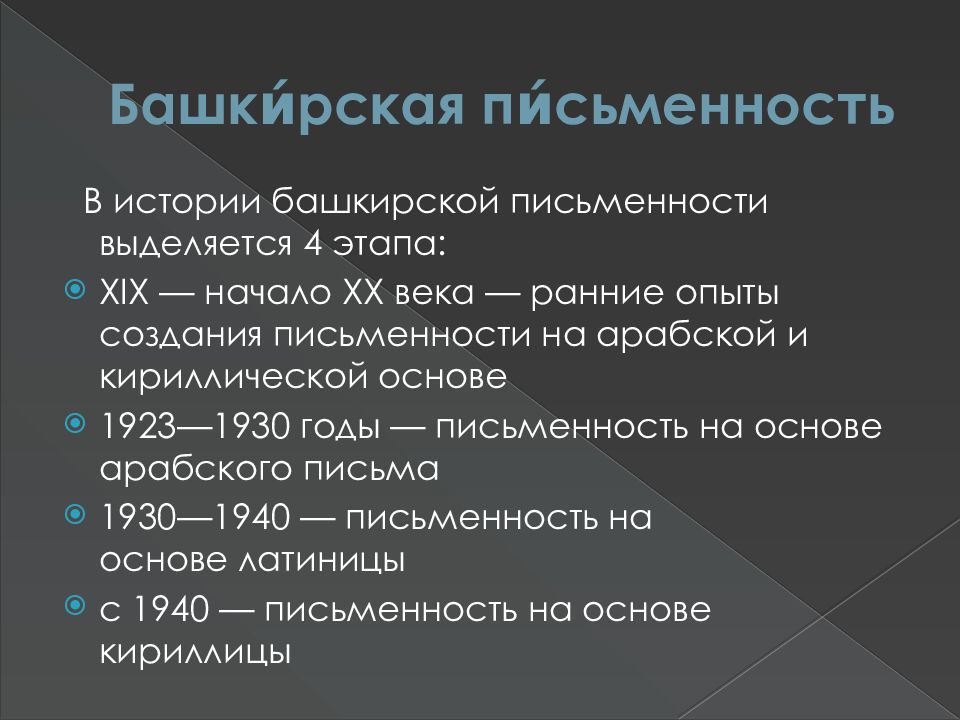 Башкирская письменность презентация