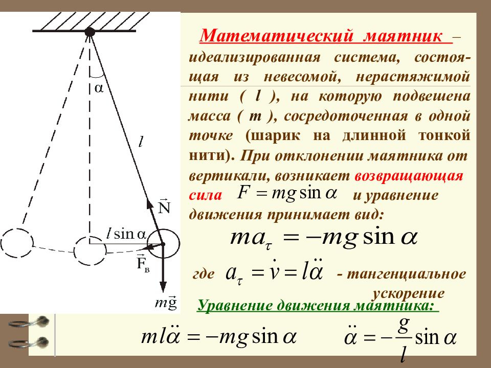 На рисунке представлен график гармонических колебаний математического маятника в начальный момент