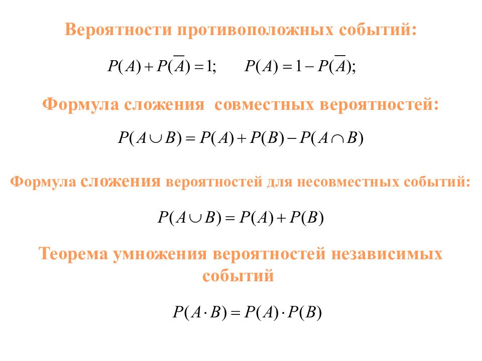 Формула сложения вероятностей 10 класс