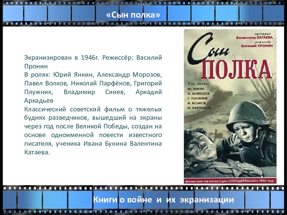 Твой горький. Экранизированные книги о войне. Книга о войне на экране. Экранизированные книги презентация. Юрий Янкин сын полка.