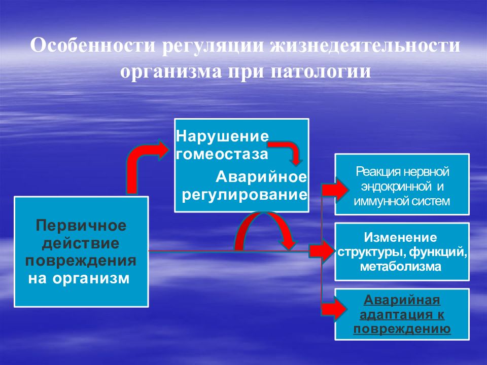 Нарушение жизнедеятельности организма. Гомеостаз и его нарушения при патологии. Регулирование жизнедеятельности организма. Аварийное регулирование. Аварийное регулирование патофизиология.