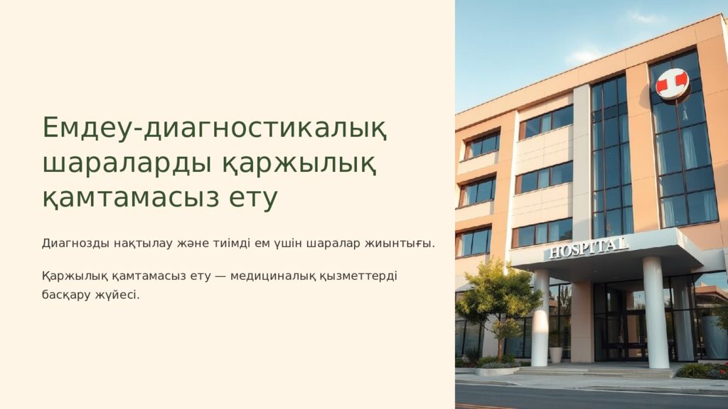 Емдеу-диагностикалық шараларды қаржылық қамтамасыз ету Диагнозды нақтылау және
