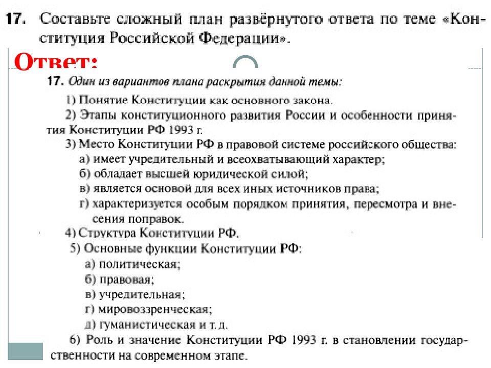 Конституция рф основы конституционного строя план