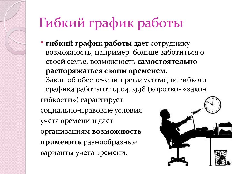 Гибкий график. Гибкий режим работы. Что значит гибкий график работы. Разновидности гибкого Графика.