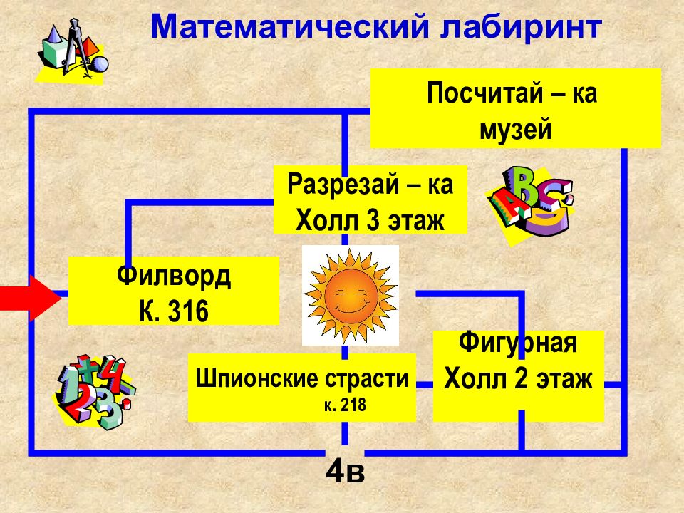 Презентация математический лабиринт 4 класс