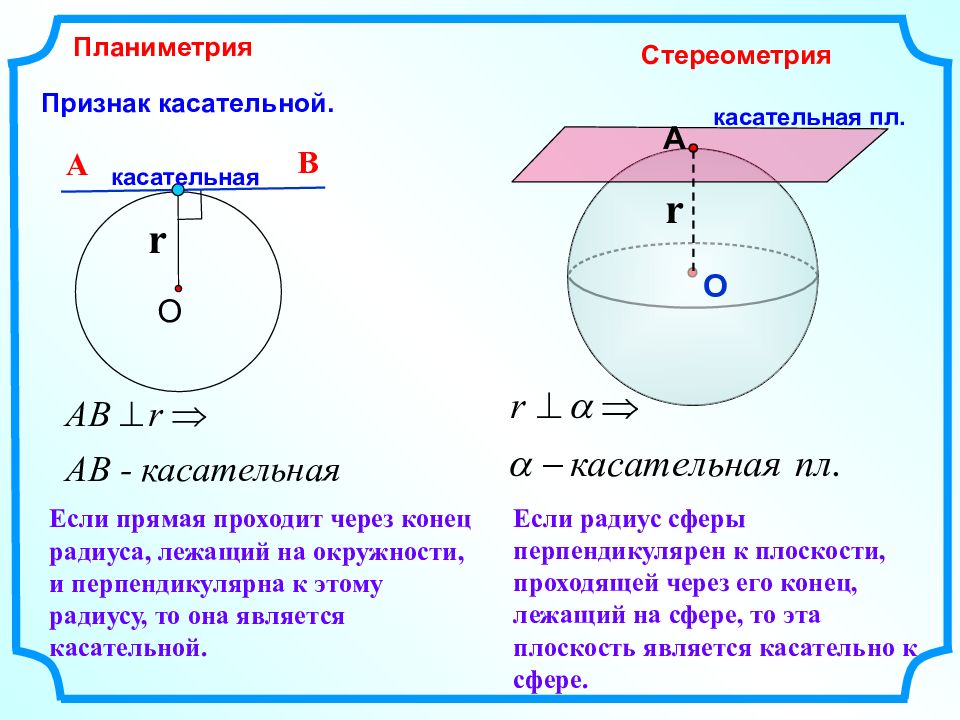Привести примеры шара. Сфера и шар взаимное расположение сферы и плоскости. Касательная к сфере. Сфера и шар 11 класс. Признак касательной плоскости.
