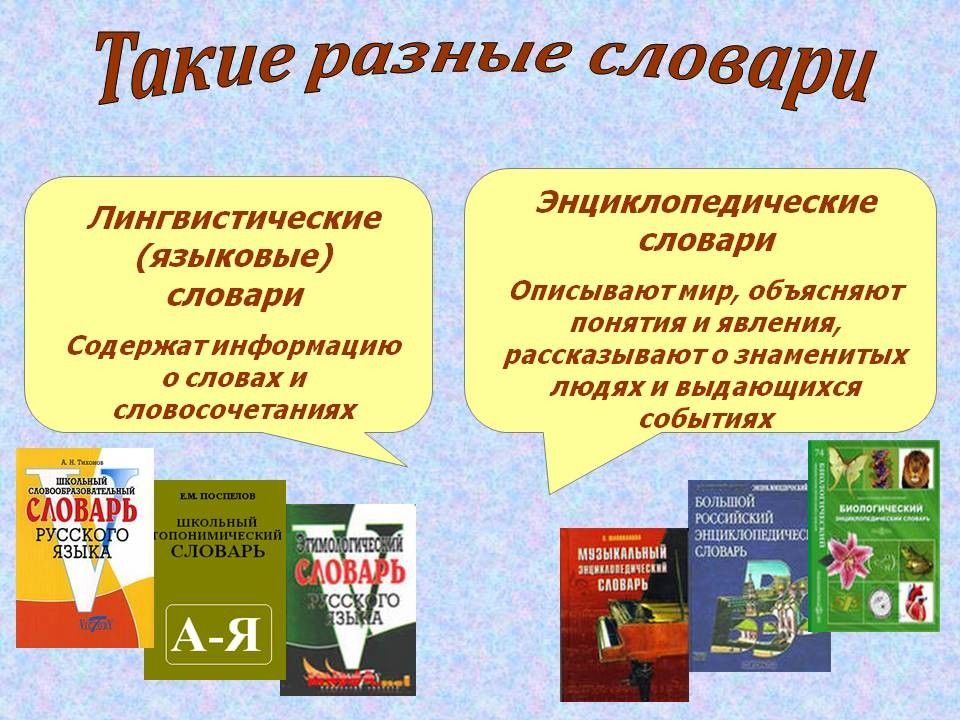 Основные типы лингвистических словарей презентация