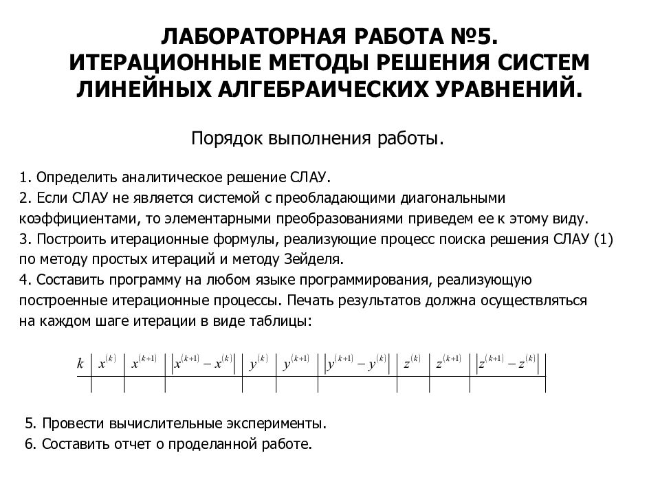 Решение системы линейных уравнений методом итерации. Нелинейные алгебраические уравнения. Нелинейные алгебраические уравнения примеры.