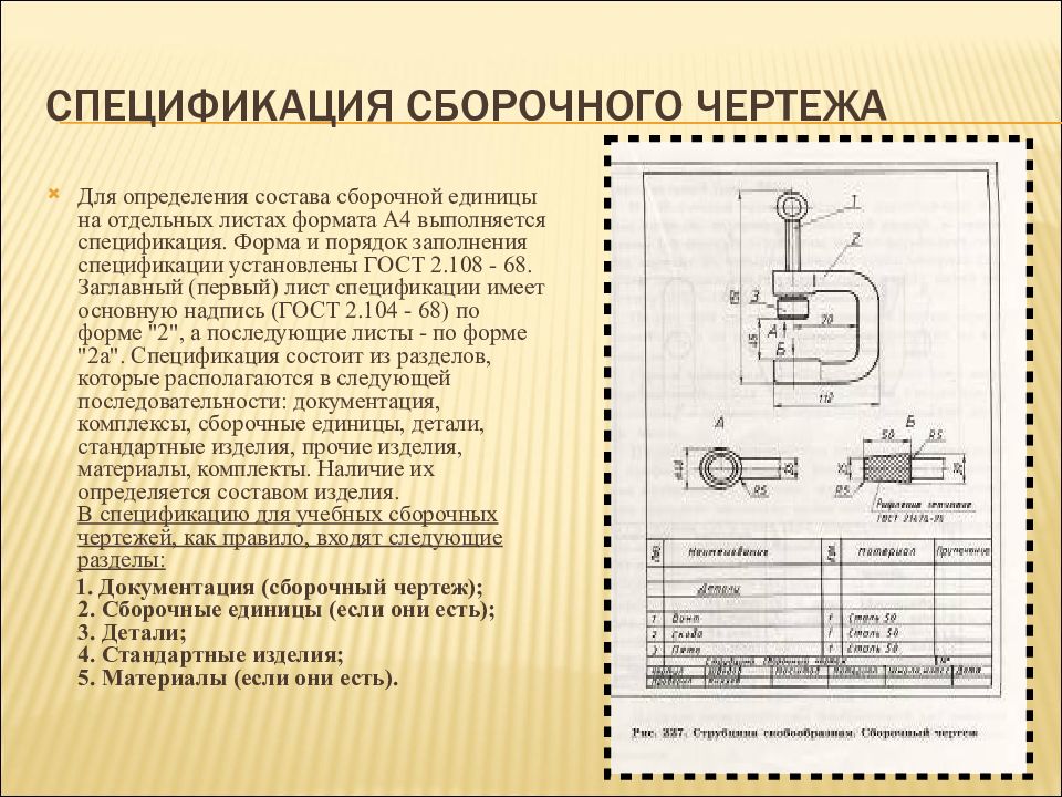 Как называется основной документ для сборочного чертежа