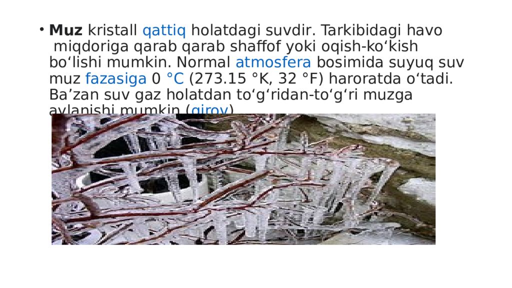 Mavzu : Muzliklarning turlari va tarqalishi. Muzliklarning gidrologik Mavzu : Muzliklarning turlari va tarqalishi. Muzliklarning gidrologik