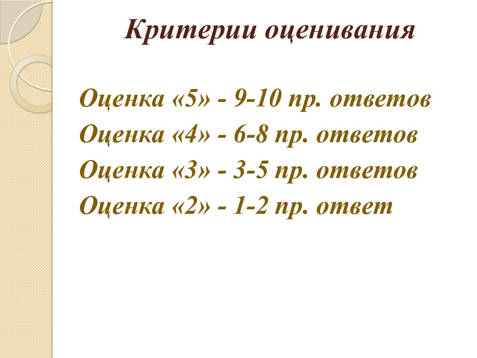 Критерии оценивания