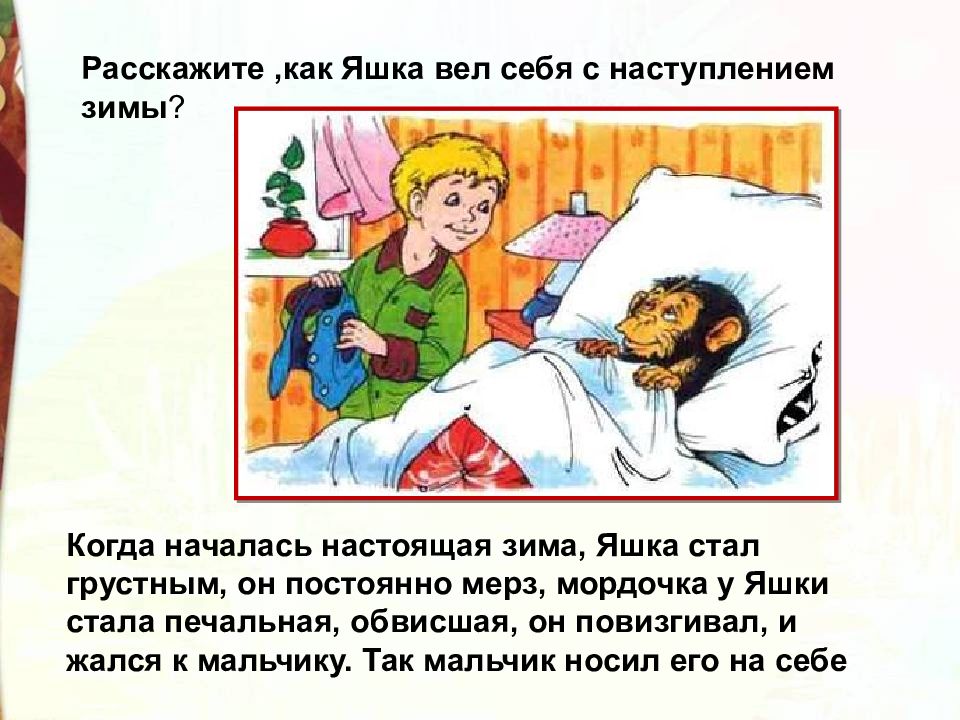 Какие чувства испытывал яшка житков про обезьянку. Рассказ про обезьянку описание Яшки. Характеристика Яшки из рассказа про обезьянку 3 класс. Описание обезьяны Яшки в рассказе. У обезьянкияшки заболкл.