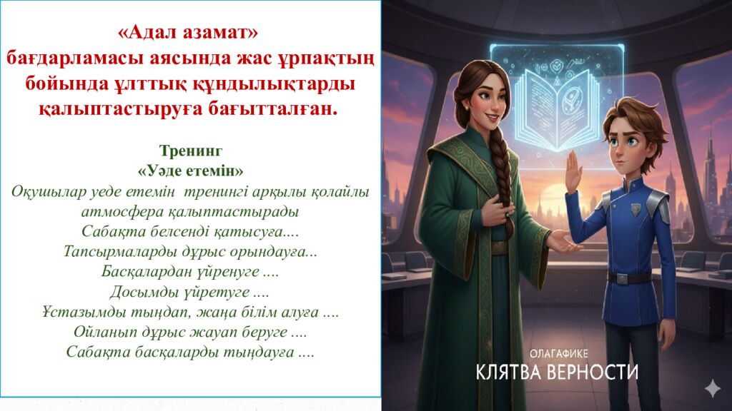 Адал азамат» бағдарламасы аясында жас ұрпақтың бойында ұлттық құндылықтарды