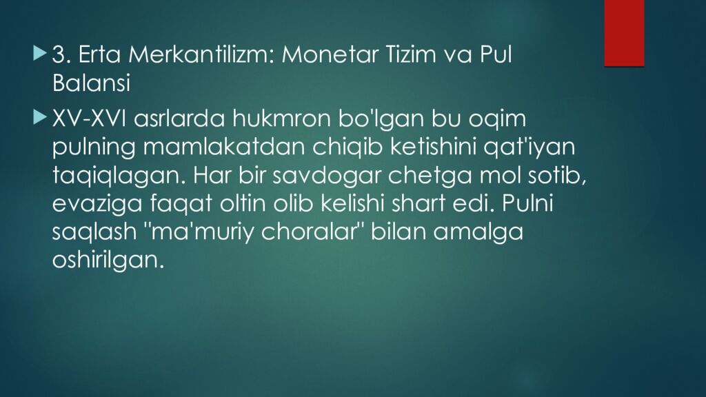 Merkantilizm iqtisodiy maktabi