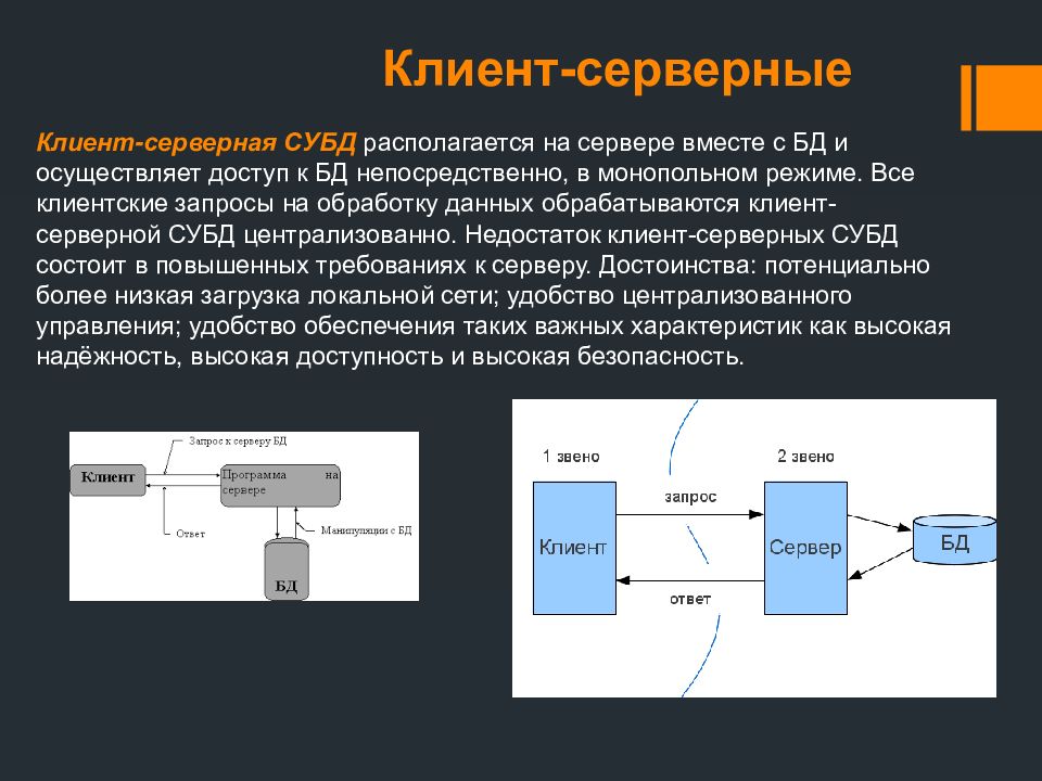 И необходимости данных. («Клиент-серверные технологии», «макрокоманды в СУБД MS access»).. Клиент серверная база данных.