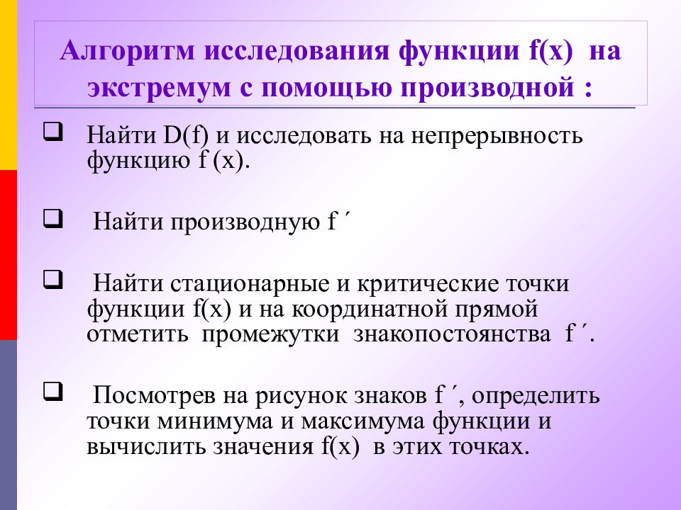 Исследование функции с помощью производной презентация 11 класс