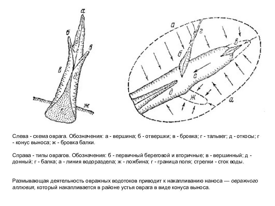 Форма рельефа овраг схема