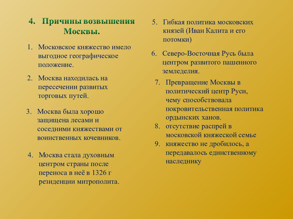 Факторы возвышения москвы. Причины возвышения Москвы Иван Калита. Причины возвышения Москвы при Иване Калите. Предпосылки возвышения Москвы. Основные факторы возвышения Москвы.