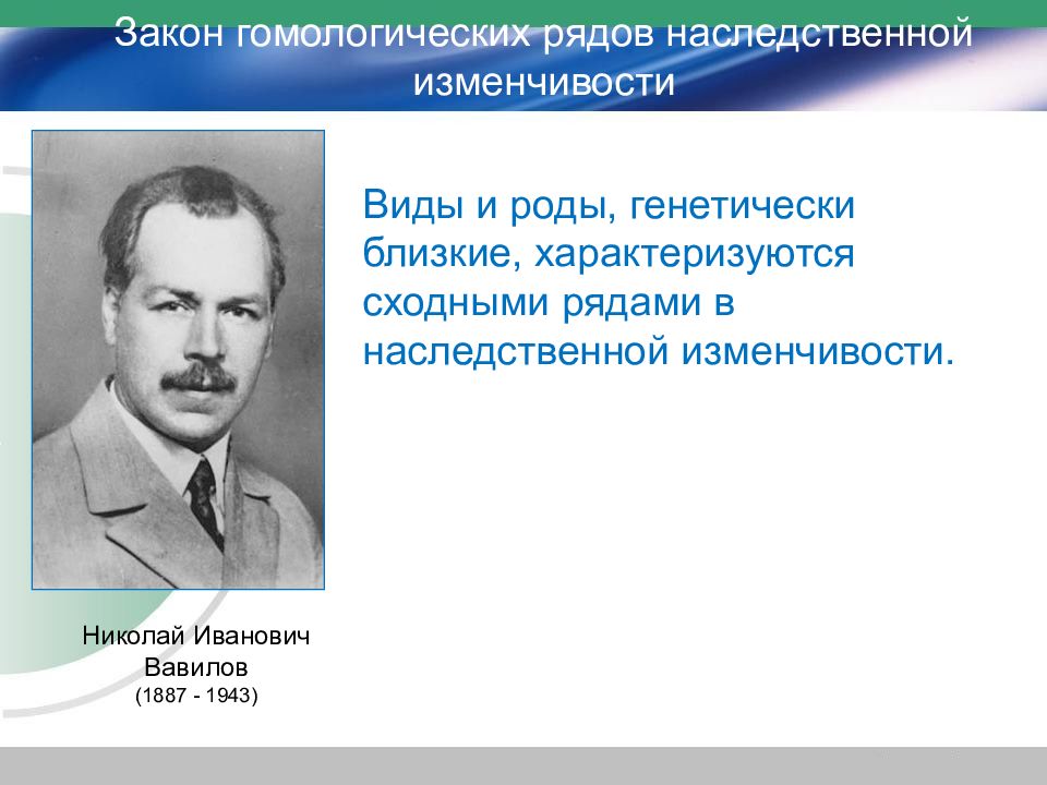 Закон вавилова о гомологических рядах наследственной изменчивости презентация