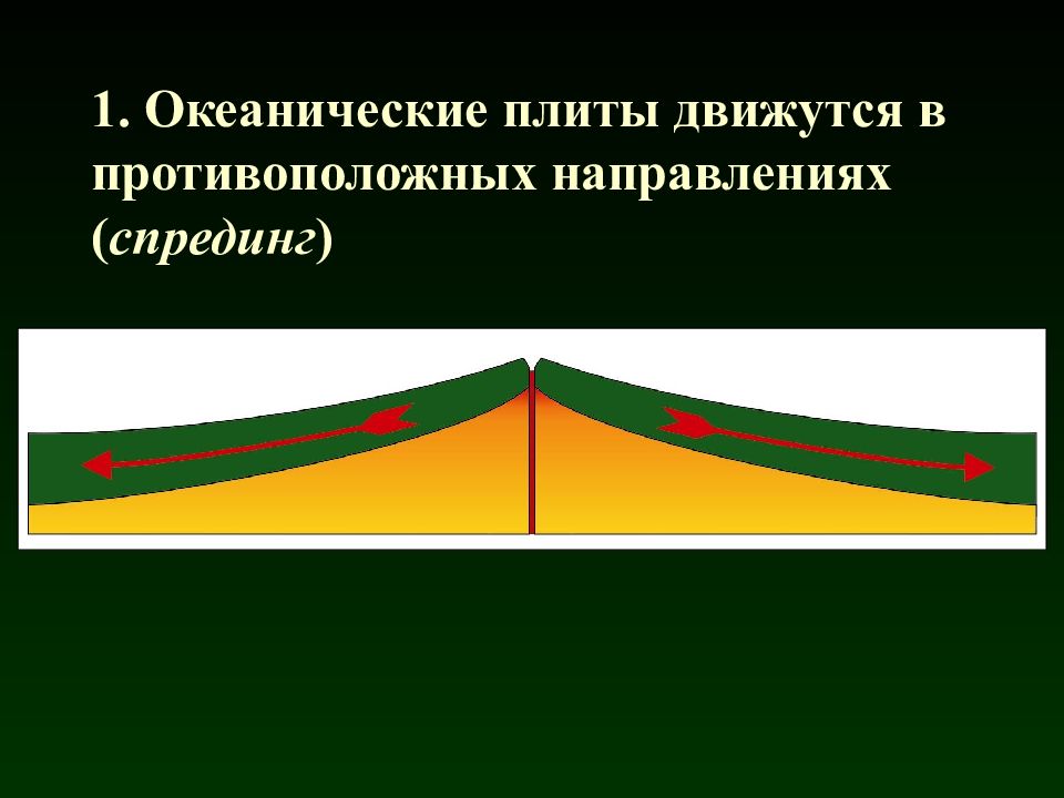 Геотектоника. Длина океанических плит. 6. Обрисуйте отдельные фазы спрединга.