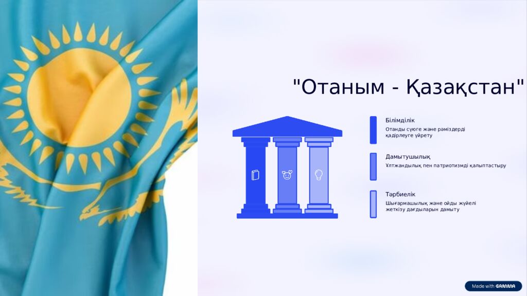 Отаным - Қазақстан" Білімділік Отанды сүюге және рәміздерді қадірлеуге