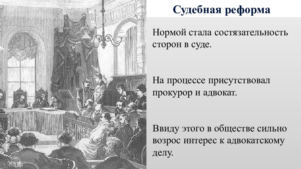 Состязательность сторон в ходе судебного процесса 1864