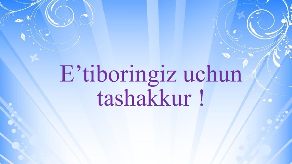 E’tiboringiz uchun tashakkur !