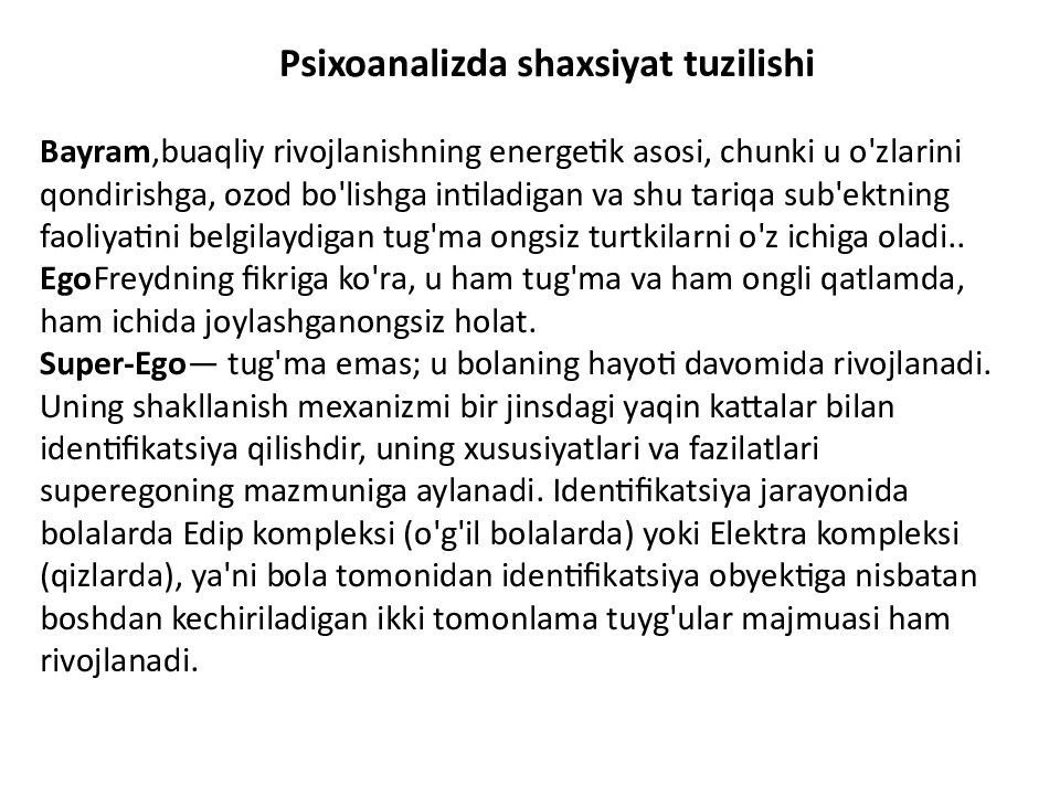 SHAXSIYAT NAZARIYALARI xorijiy