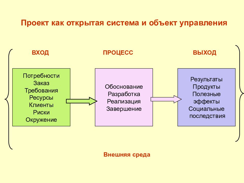 Управляй войти. Проект как объект управления. Характеристика проекта как объекта управления. Объекты управления проектами. Модель открытой системы.