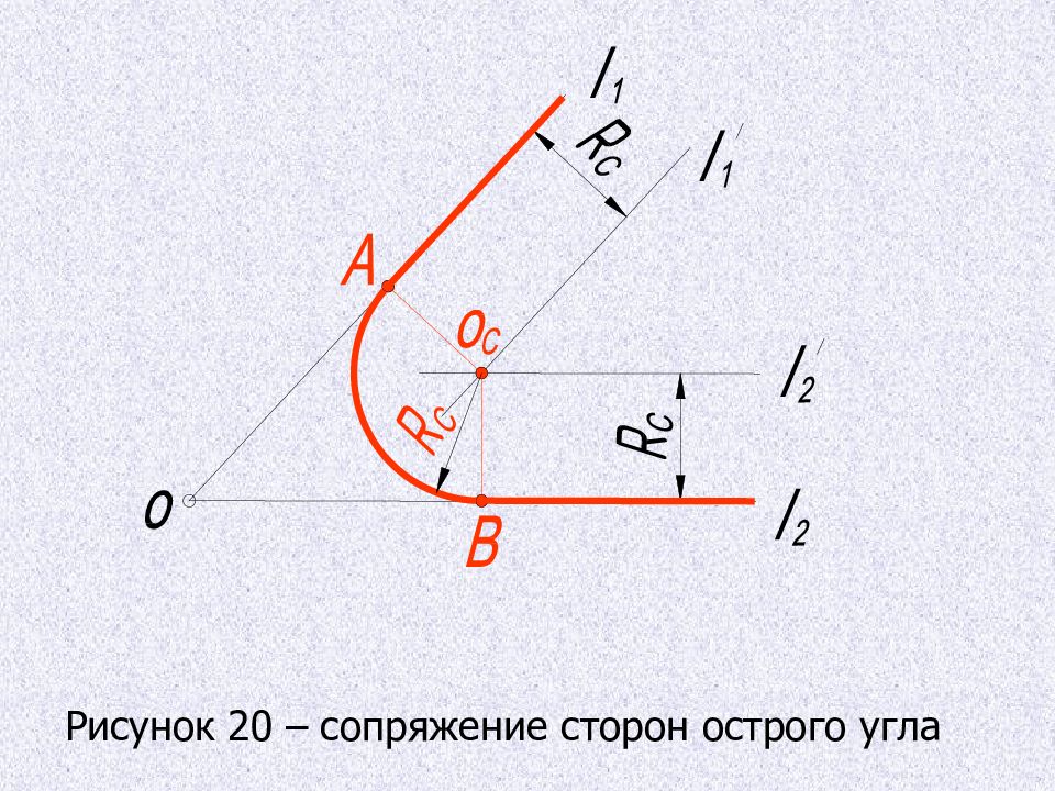 Сопряжение углов. Сопряжение острого угла. Сопряжение сторон острого угла. Сопряжение острого угла черчение. Построить сопряжение сторон острого угла.