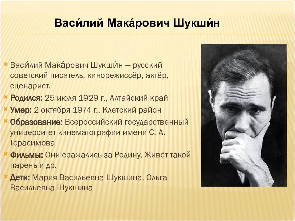 Шукшин как актер презентация