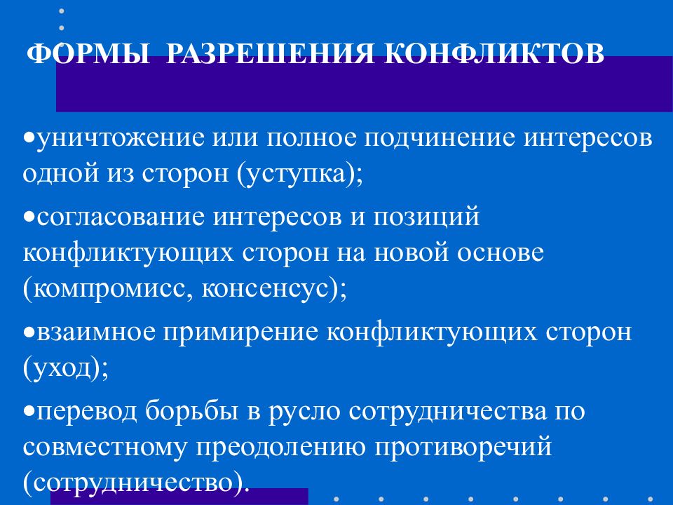 Основные формы разрешения конфликтов с помощью третьей стороны презентация