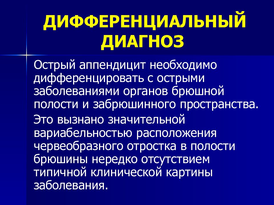 План обследования больного с острым аппендицитом