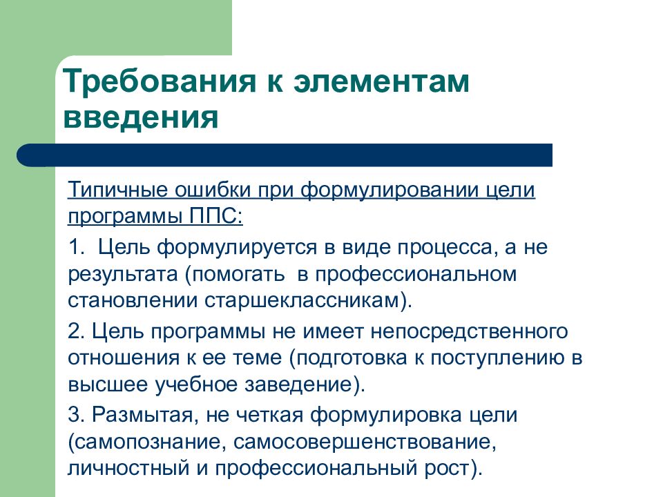 Основные компоненты введения. Элементы введения. Обязательные элементы введения. 15 Элементов введения.