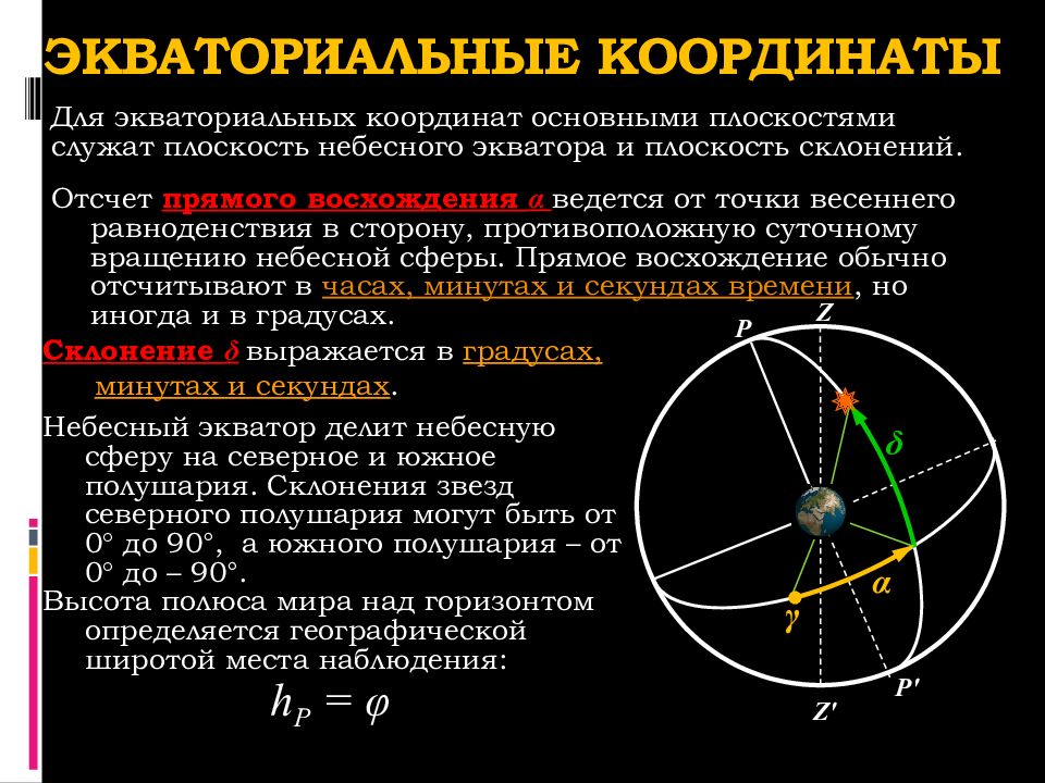 Прямое восхождение звезд. Экваториальные координаты весеннего равноденствия. Прямое восхождение точки весеннего равноденствия.