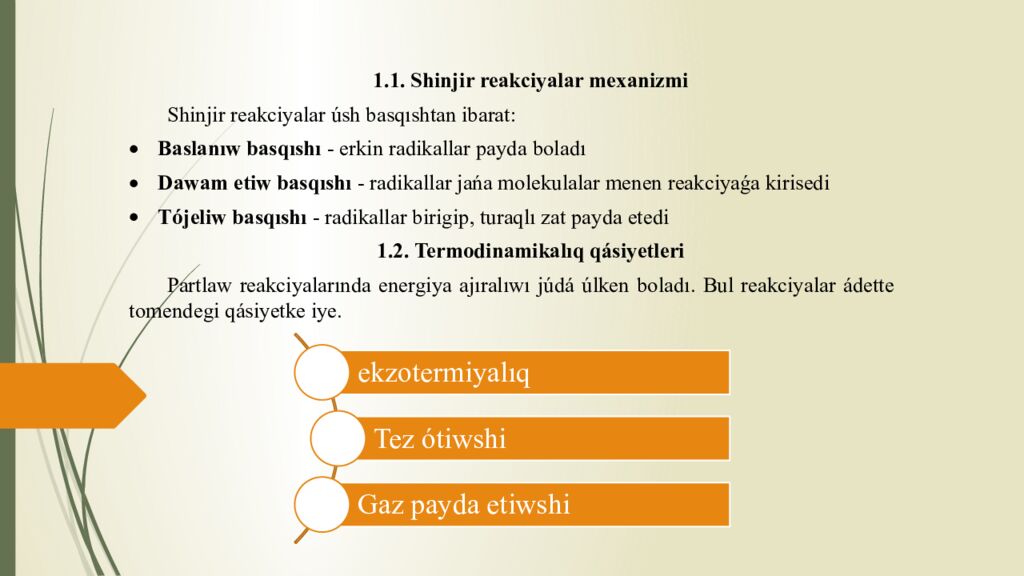 Tema. Partlaw reakciyalarınıń teoriyalıq tiykarları. Mezomeriya sebepli