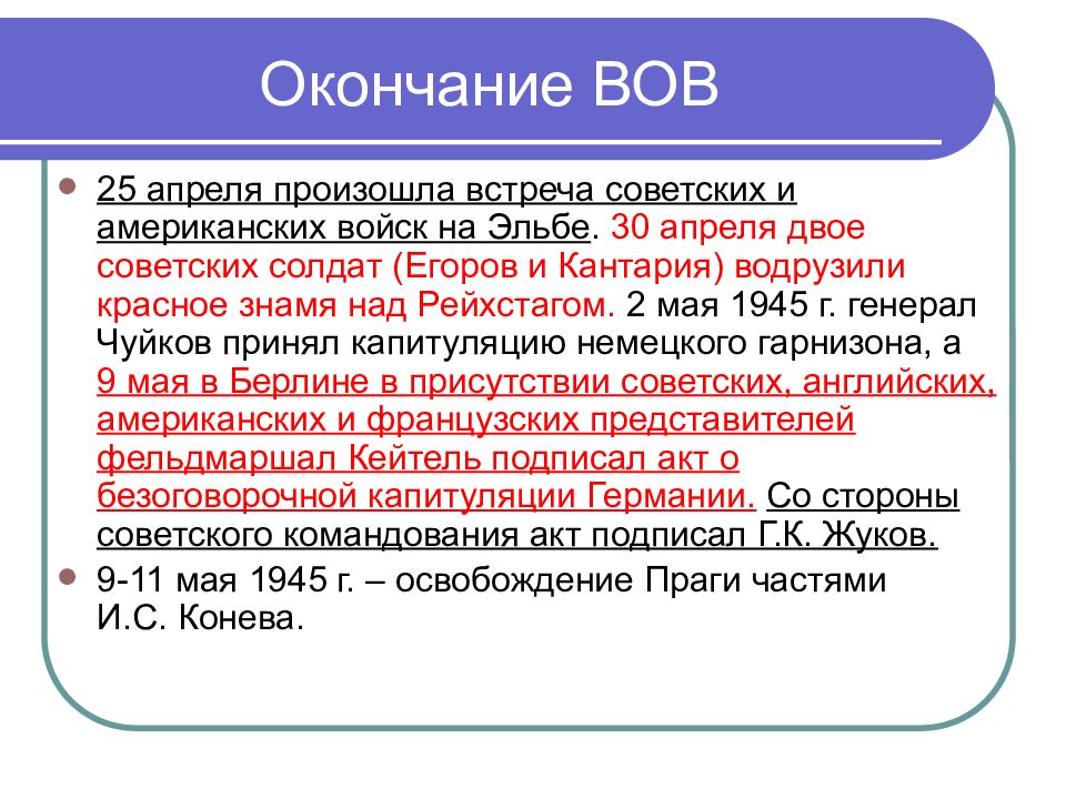 Завершение вов презентация