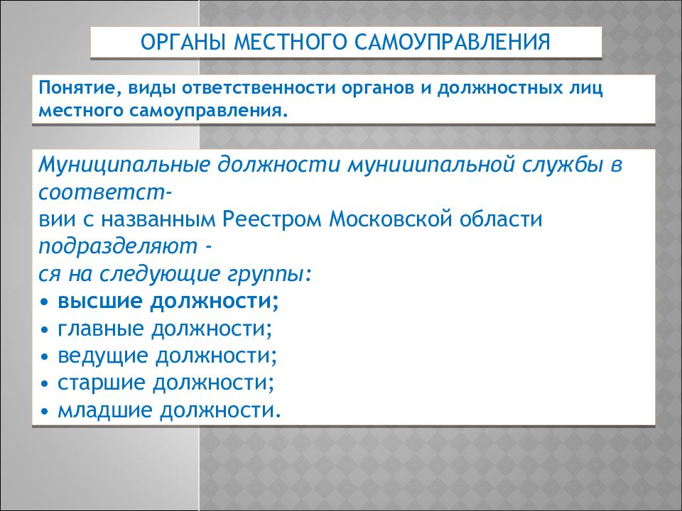 Ответственность органов и должностных лиц местного самоуправления презентация