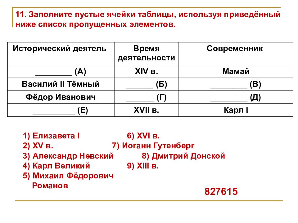 Список пропущенных элементов