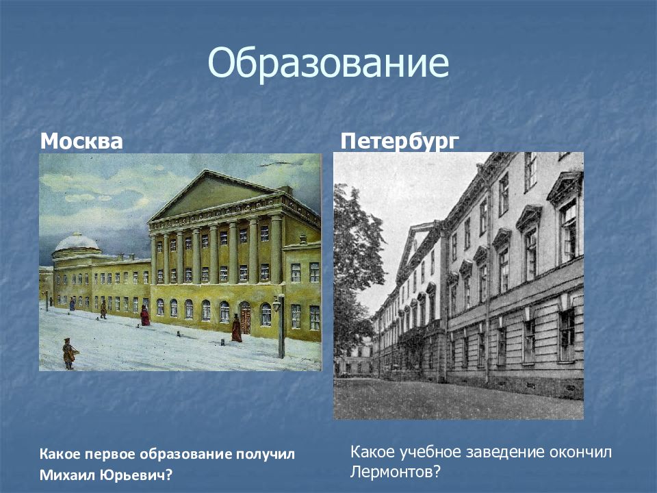 Какое учебное заведение закончил Лермонтов. Почему Лермонтов не окончил университет.