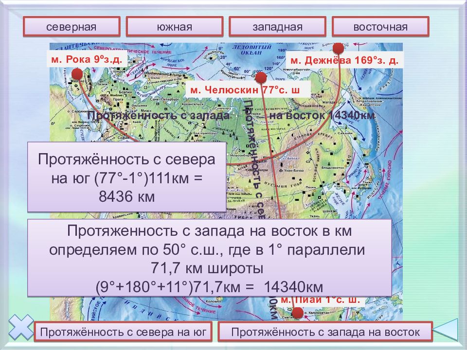 Контурная карта 7 класс евразия подпишите крайние точки евразии и их географические координаты