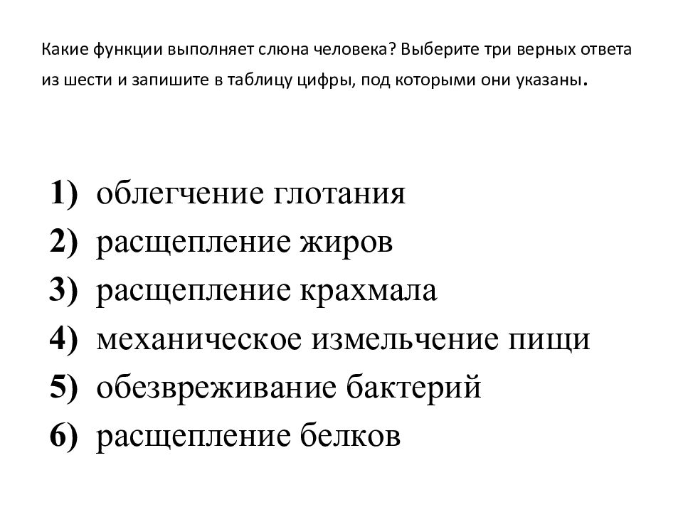 Выберите три верных ответа из шести