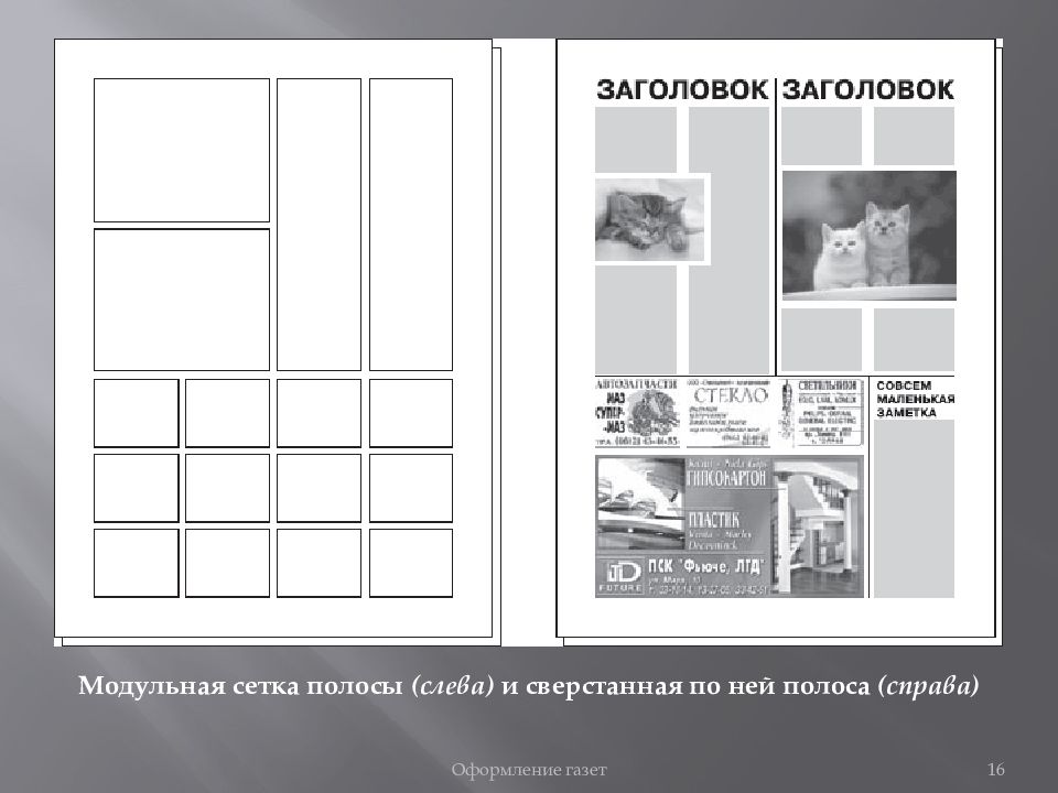 Графический план верстки полос газеты это ответ издания