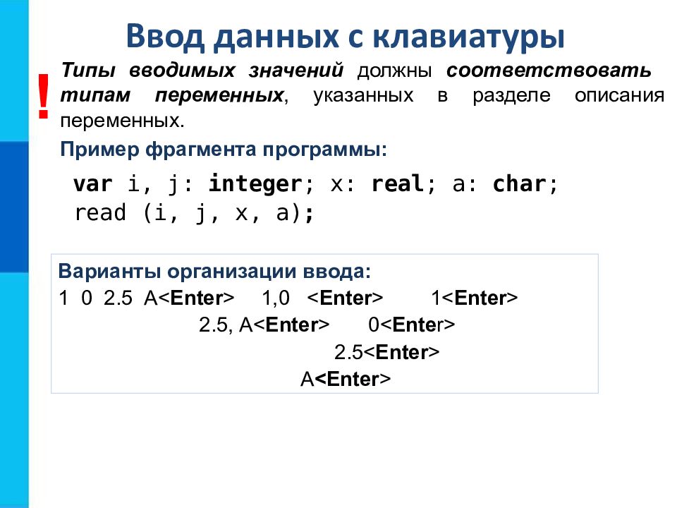 Организация ввода и вывода данных презентация