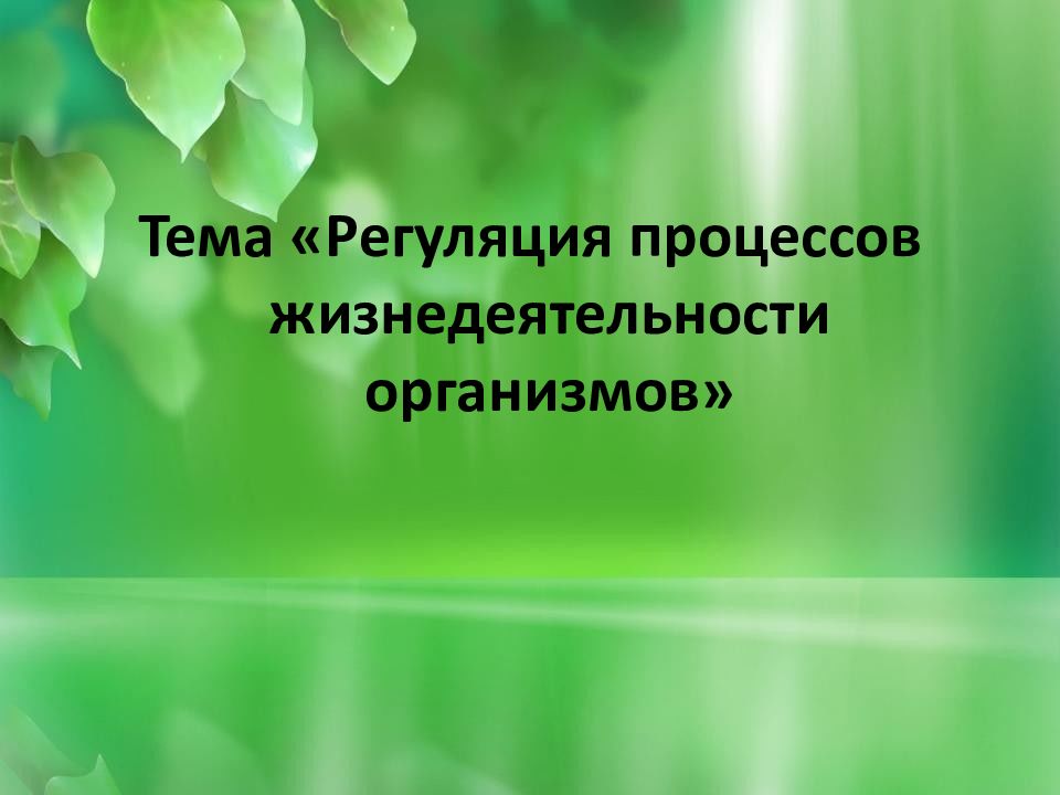Тема «Регуляция процессов жизнедеятельности организмов»